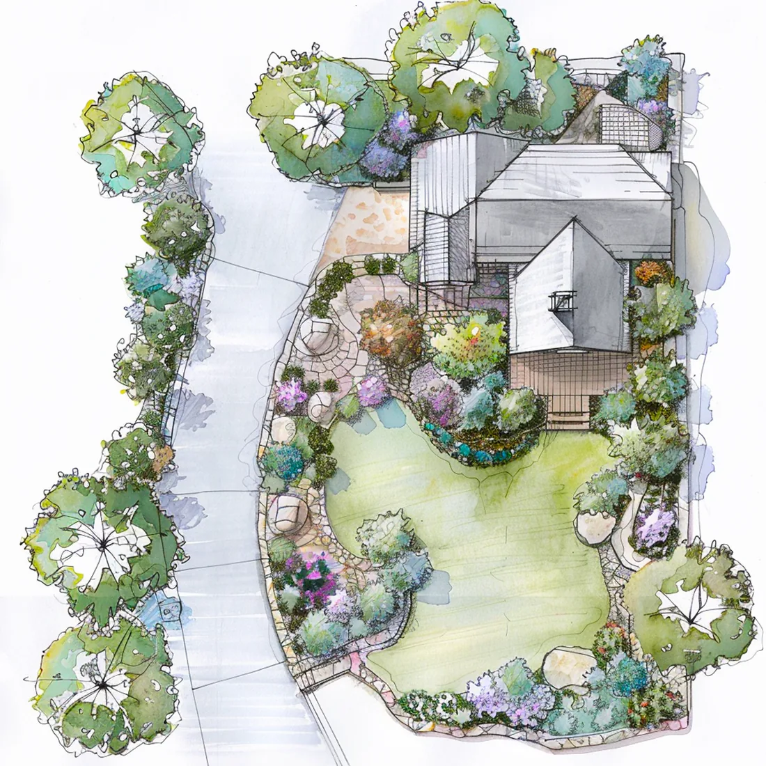 Palos Verdes watercolor landscape plan