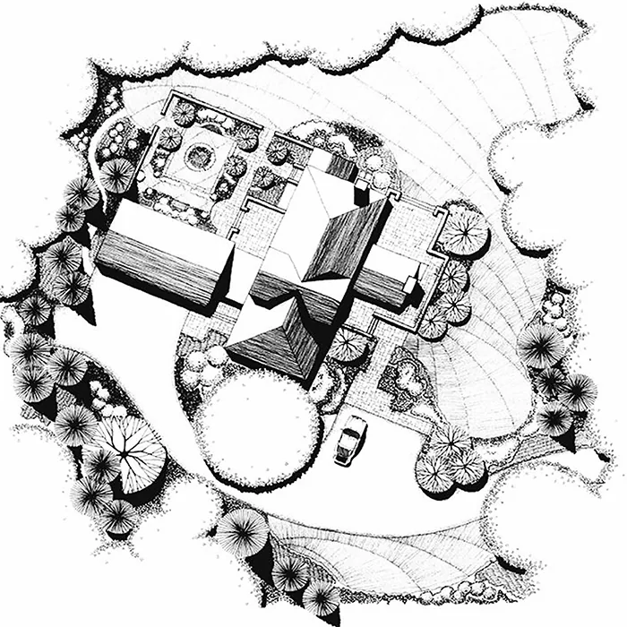Santa Monica pen-and-ink landscape master plan
