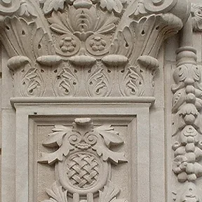 Beverly Hills carved stone detail