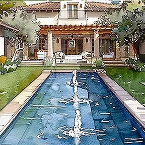 Beverly Hills fountain pool